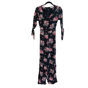 Velvet Torch Los Angeles Floral Print Tie Sleeve Cropped Jumpsuit Size S NWOT
